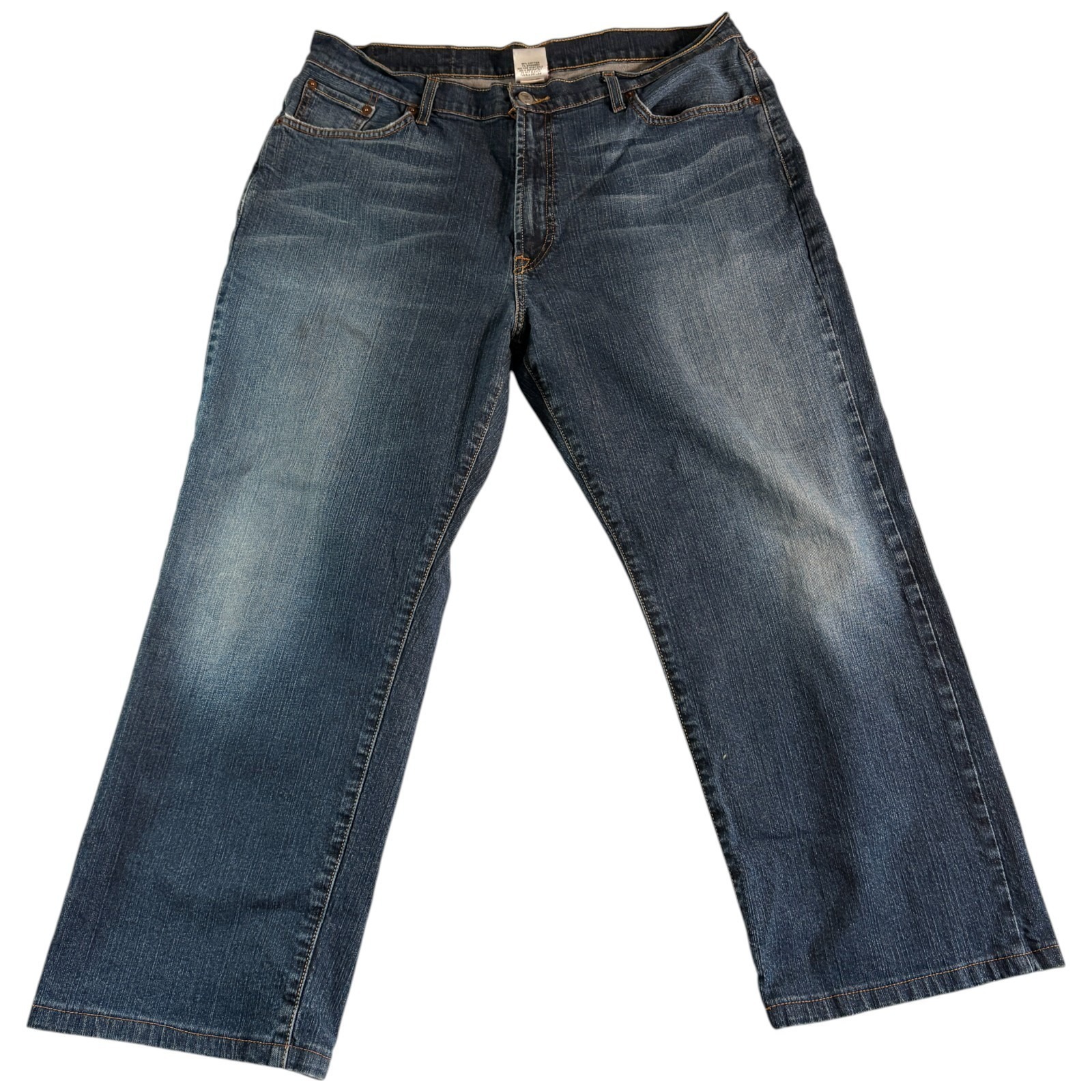 Lucky Brand Dungaree Bootcut Jeans Mens 36 Short Blue Denim Logo Stretch Casual